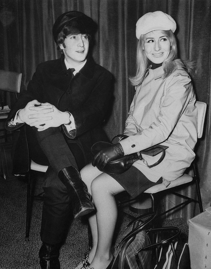 John Lennon and Cynthia Lennon sit for press photos