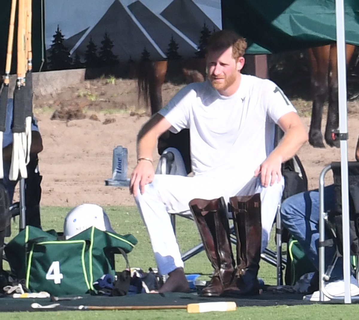 Prince Harry seen sitting down at polo club in Santa Barbara, California