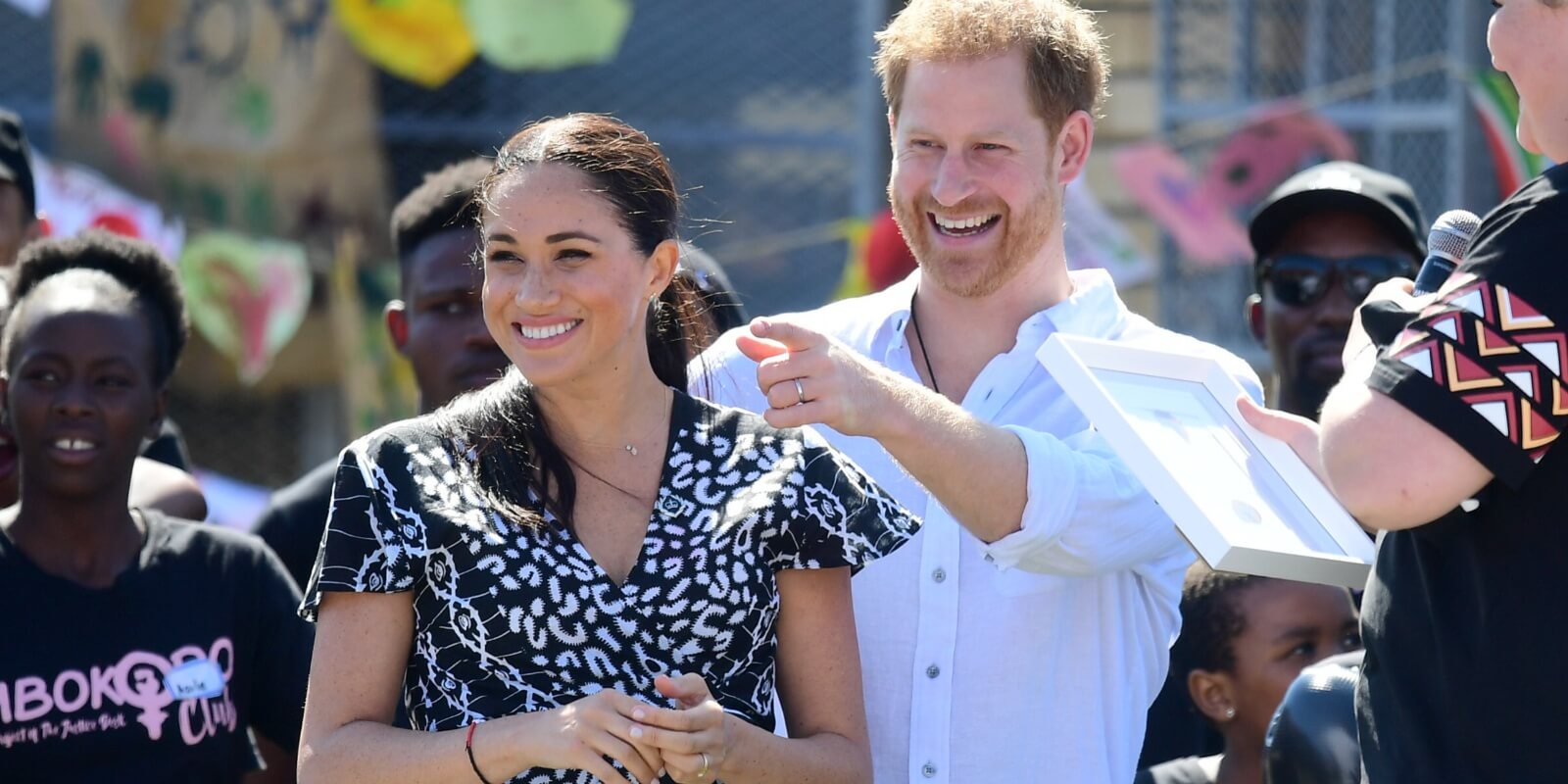 Meghan Markle and Prince Harry in Nyanga township, during their royal tour of South Africa on September 23, 2019 in Cape Town, South Africa.