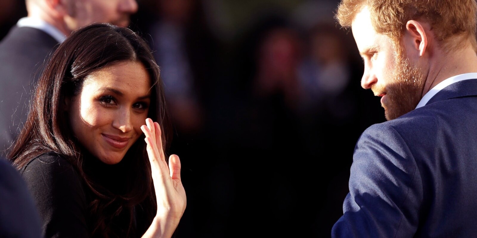 Prince Harry and his fiancee US actress Meghan Markle leave after watching a hip hop opera performed by young people involved in the Full Effect programme at the Nottingham Academy school on December 1, 2017.