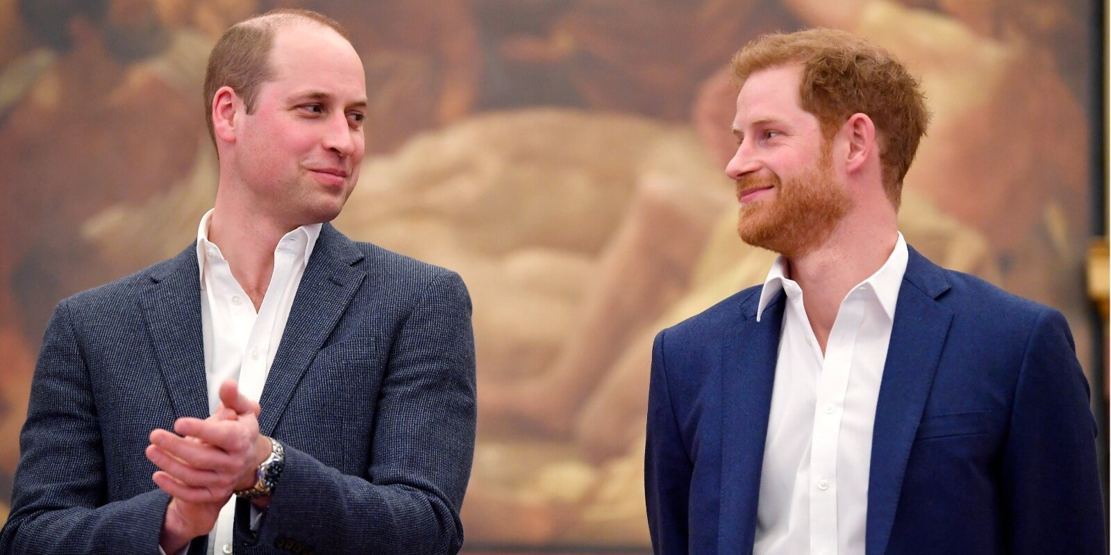 Prince William and Prince Harry during a photo op in 2018.