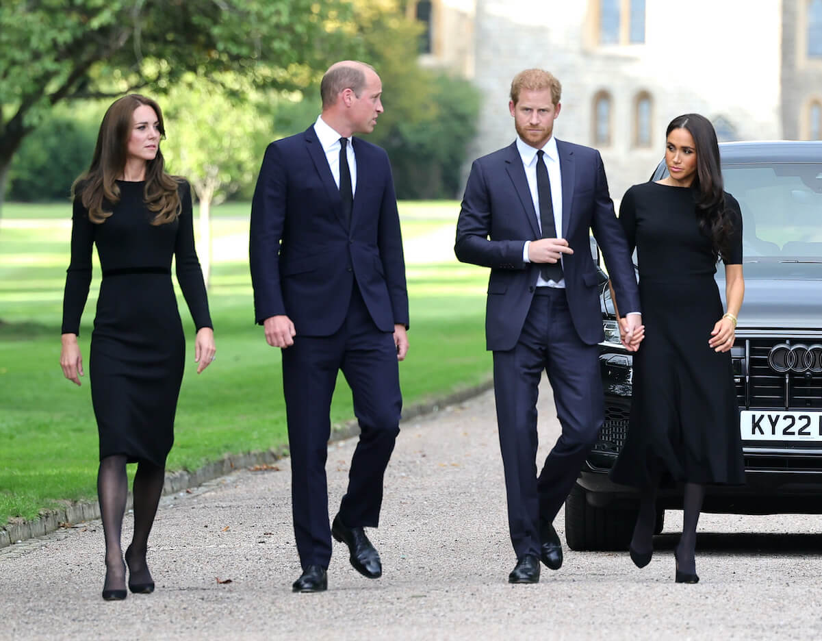 Kate Middleton and Prince William walk alongside Prince Harry and Meghan Markle in 2022