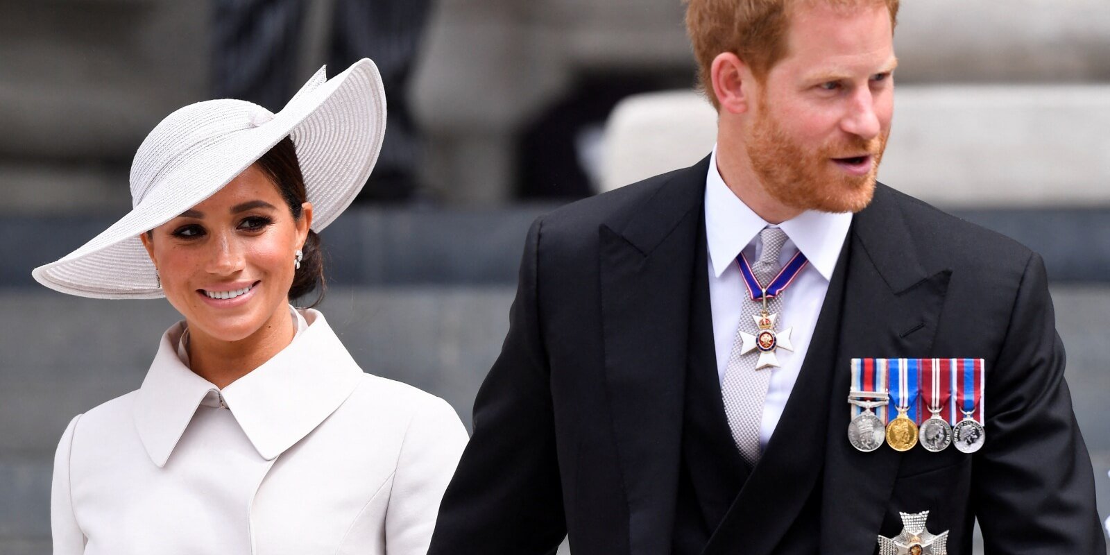 Meghan Markle and Prince Harry appear at the Queen's Platinum Jubilee celebrations on June 3, 2022 in London, England.