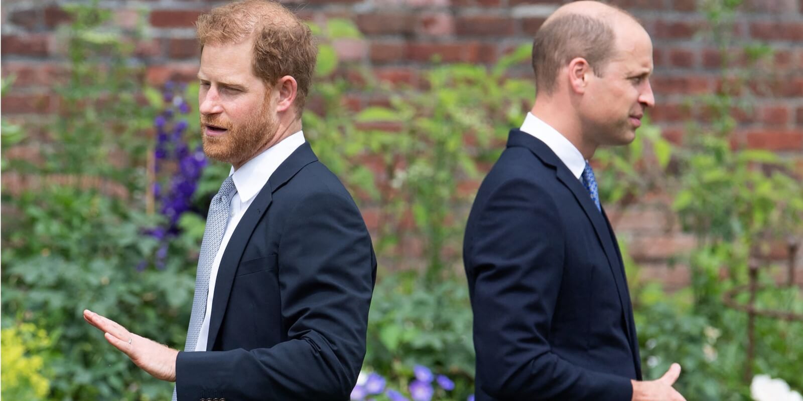 Prince Harry and Prince William appear together at the unveiling of a statue of their mother, Princess Diana at The Sunken Garden in Kensington Palace, London on July 1, 2021.