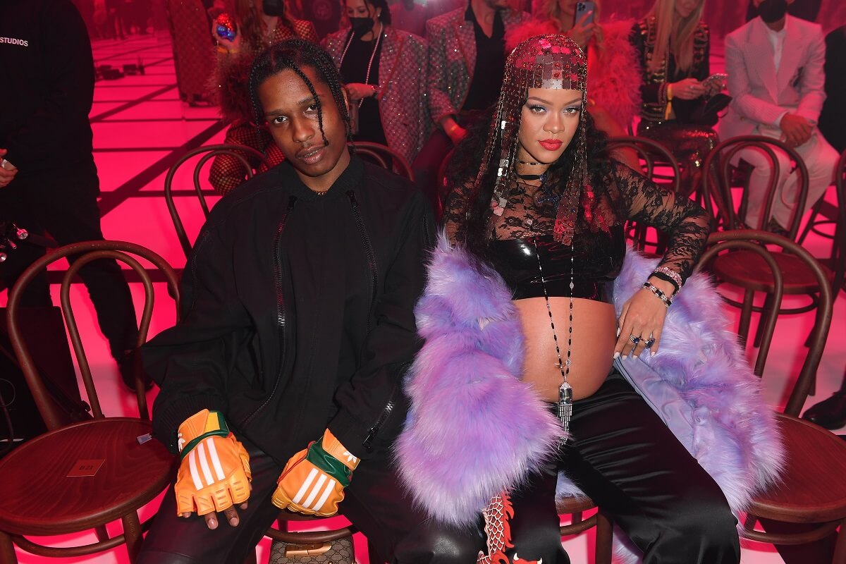 A$AP Rocky and Rihanna, who welcomed baby No. 2, are seen at the Gucci show during Milan Fashion Week