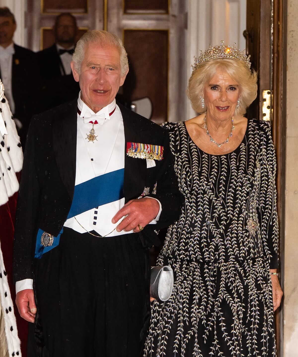 King Charles III and Camilla Parker Bowles (now-Queen Camilla) attend a reception and dinner at Mansion House in London