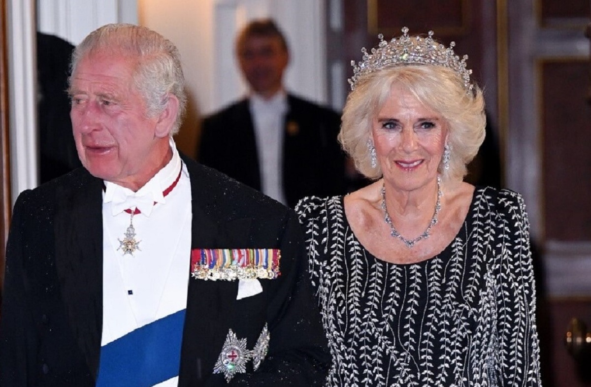 King Charles III and Camilla Parker Bowles (now- Queen Camilla) attend a reception in London in honor of their coronation