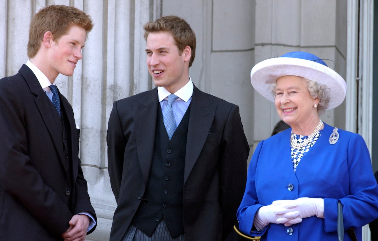 Prince William and Prince Harry with Queen Elizabeth in 2003