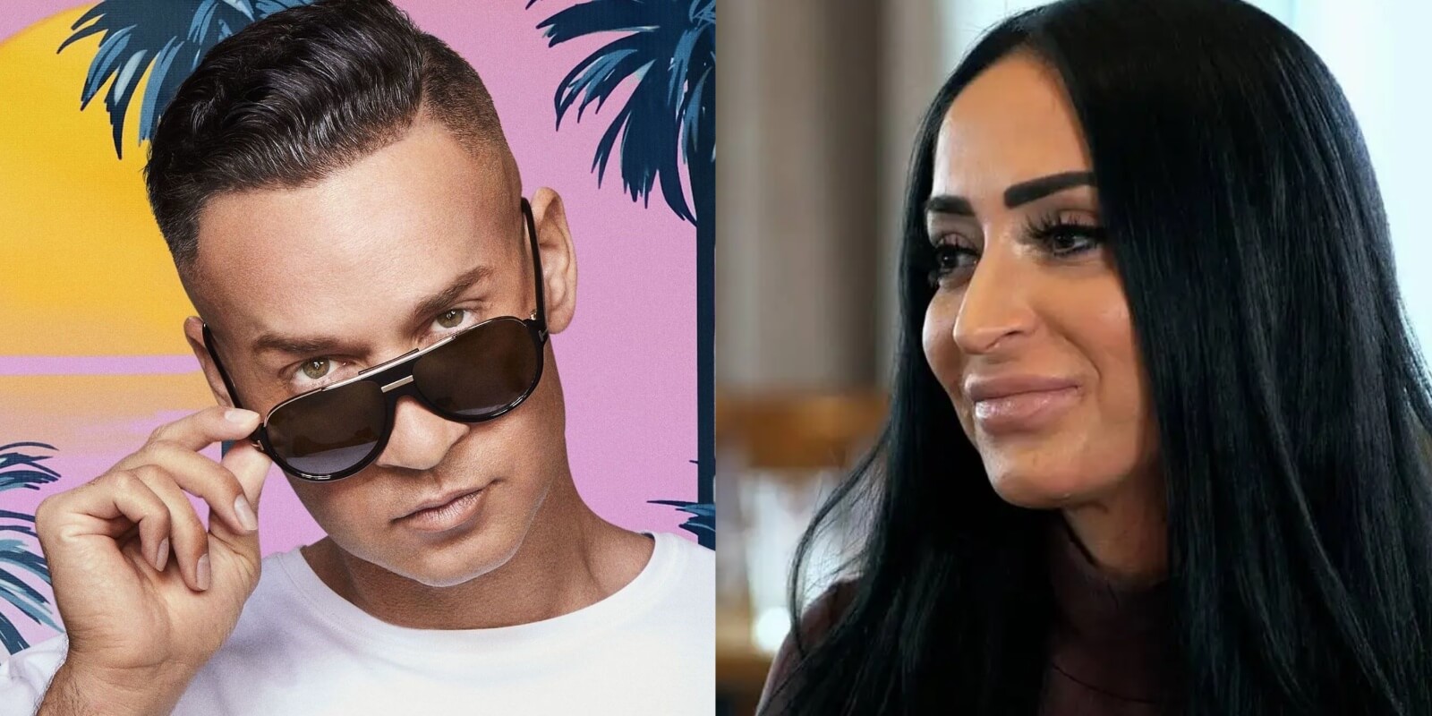 'Jersey Shore' stars Mike Sorrentino and Angelina Pivarnick in side-by-side photographs.