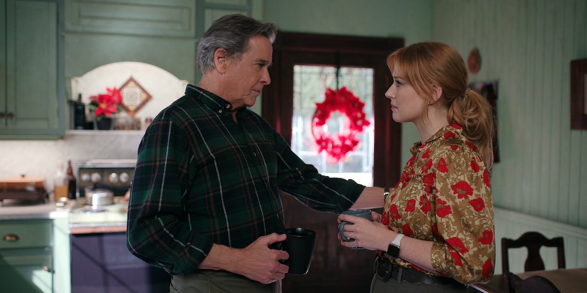 Doc touching Mel's arm in the 'Virgin River' Christmas episodes