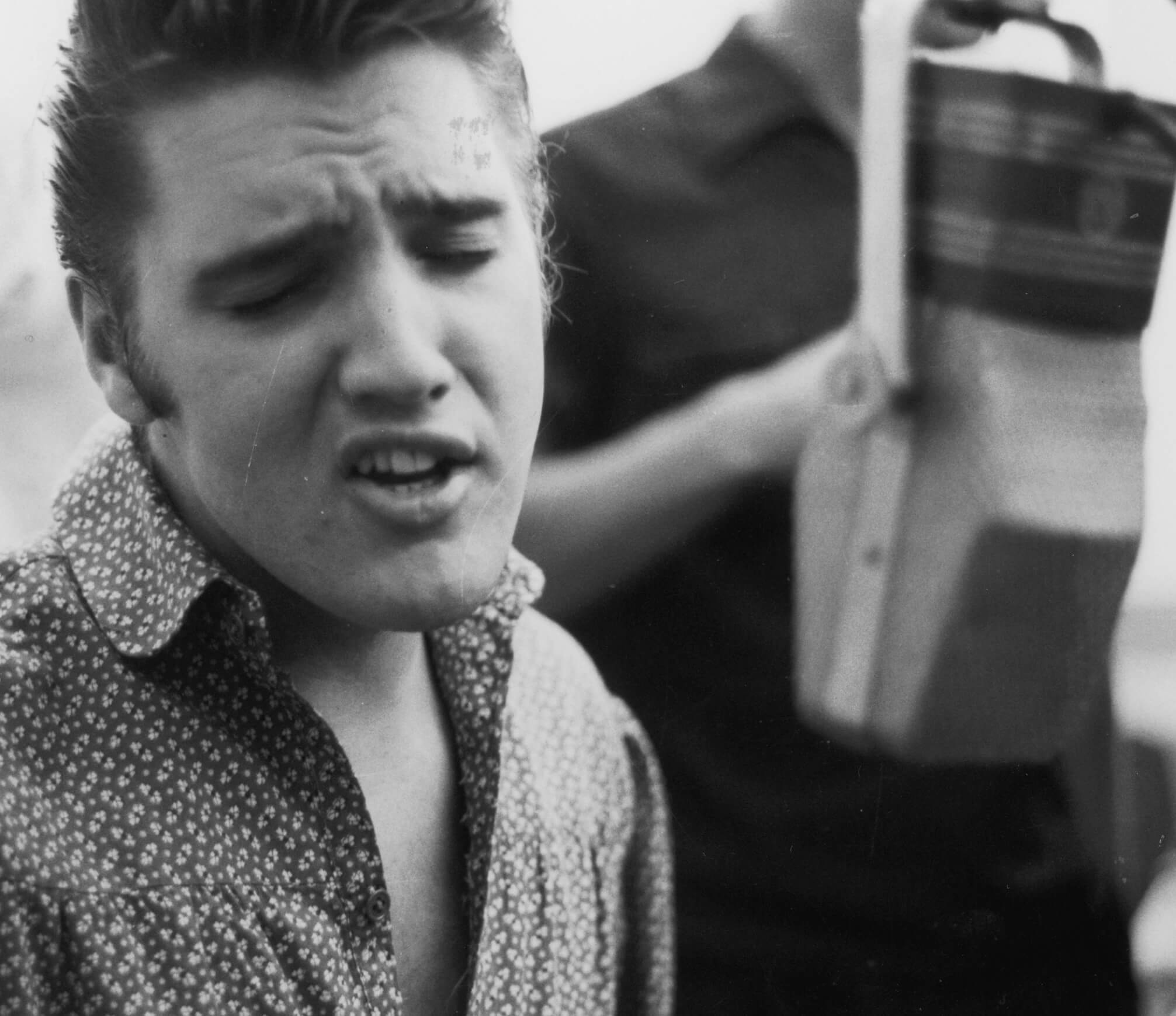 Elvis Presley with a microphone