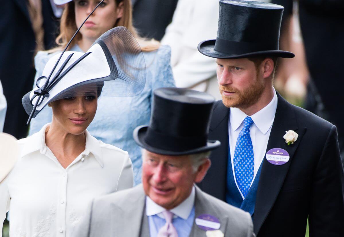 Now-King Charles III, Meghan Markle, and Prince Harry attend Royal Ascot Day 1 at Ascot Racecourse