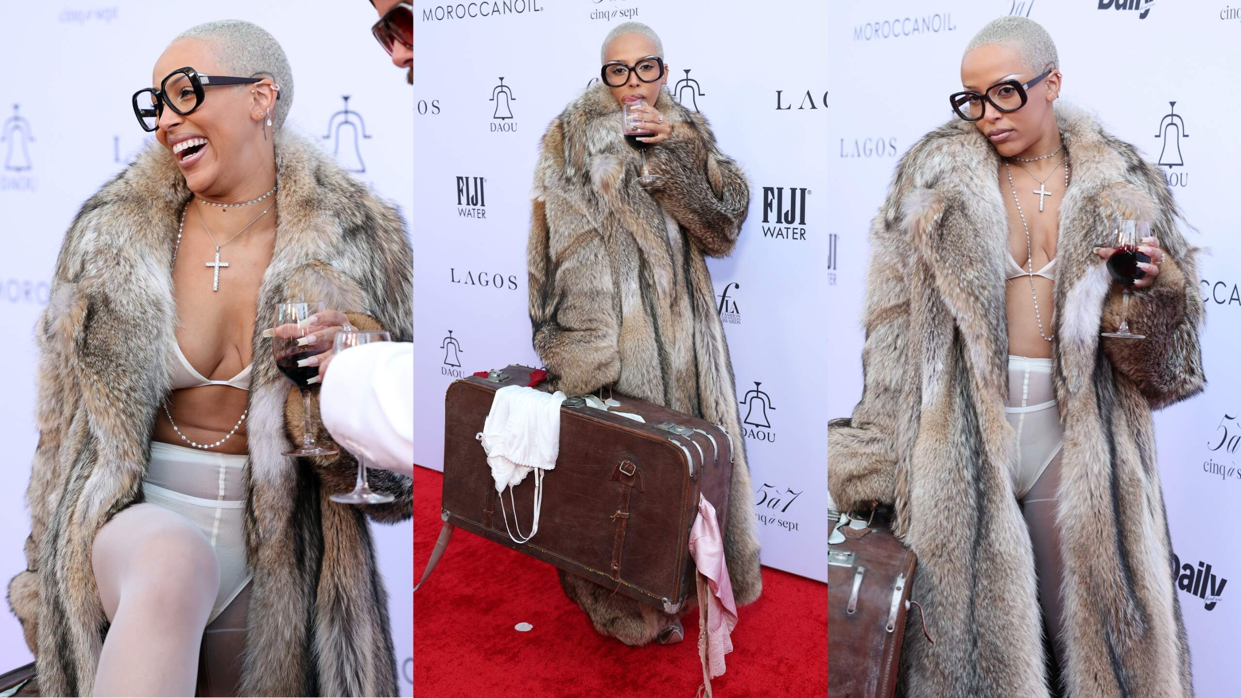 Doja Cat Shocks in Sheer Lingerie and Fur Coat at Fashion LA Awards