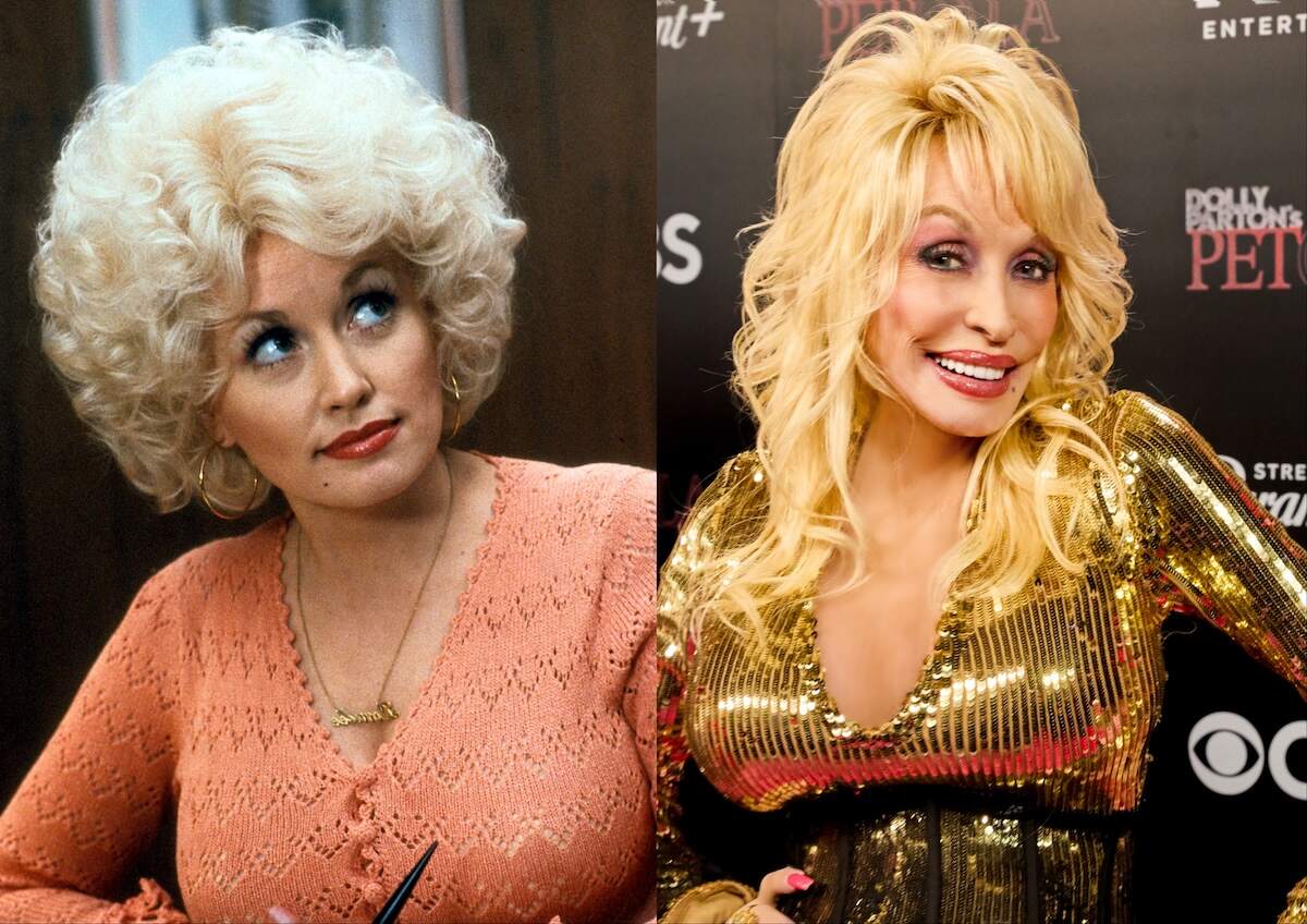 A photo of Dolly Parton in 1980 alongside a photo of Dolly Parton in 2024