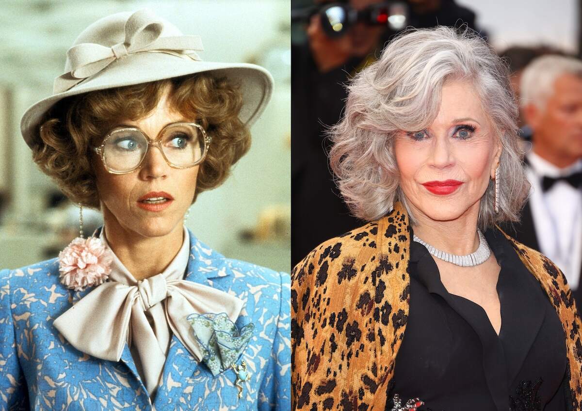 A photo of Jane Fonda in 1980 alongside a photo of Jane Fonda in 2024