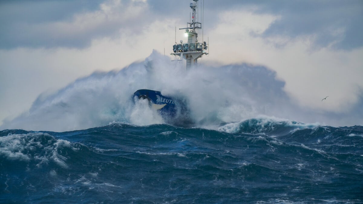 The F/V Aleutian Lady in stormy seas on 'Deadliest Catch'