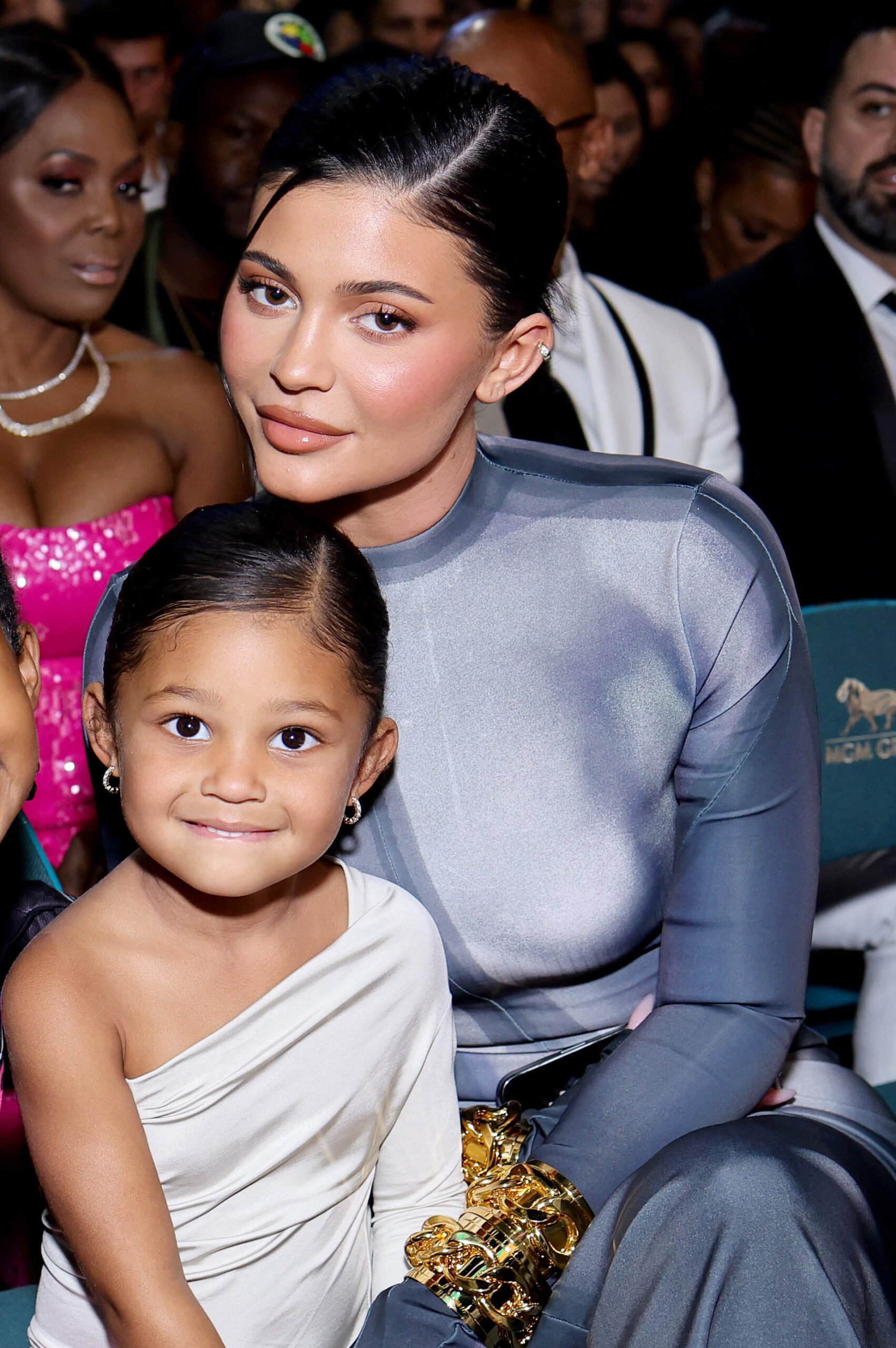 Kylie Jenner posing with her daughter, Stormi Webster