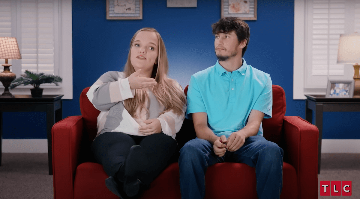 Liz Johnston and Brice Bolden of '7 Little Johnstons' sitting on a couch