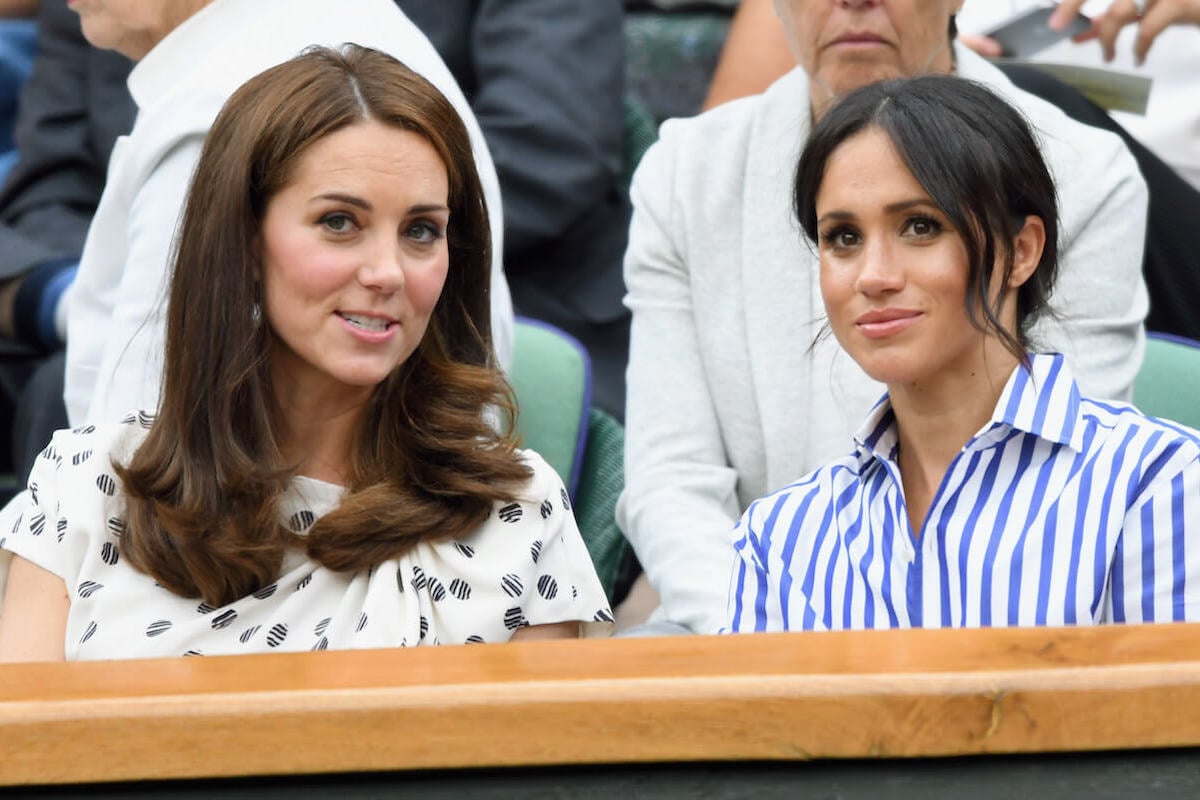 Meghan Markle, who wants to emulate Kate Middleton by taking Archie and Lilibet to work on her new Netflix show, with Kate Middleton in 2018
