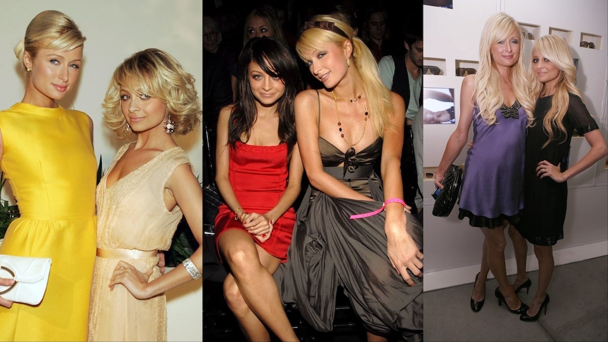 Socialites Nicole Richie and Paris Hilton pose for three different photos in 2005, 2006, and 2007