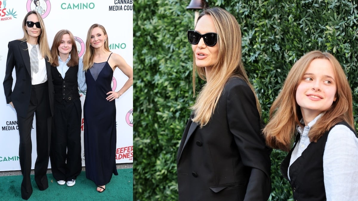 Celebrities Angelina Jolie, Vivienne Jolie-Pitt, and Kristen Bell attend the opening night performance of "Reefer Madness"