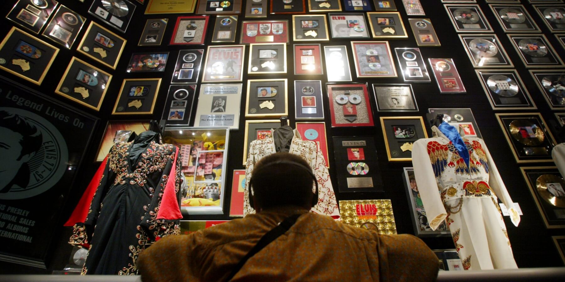 Elvis Presley artifacts on display on Graceland property.