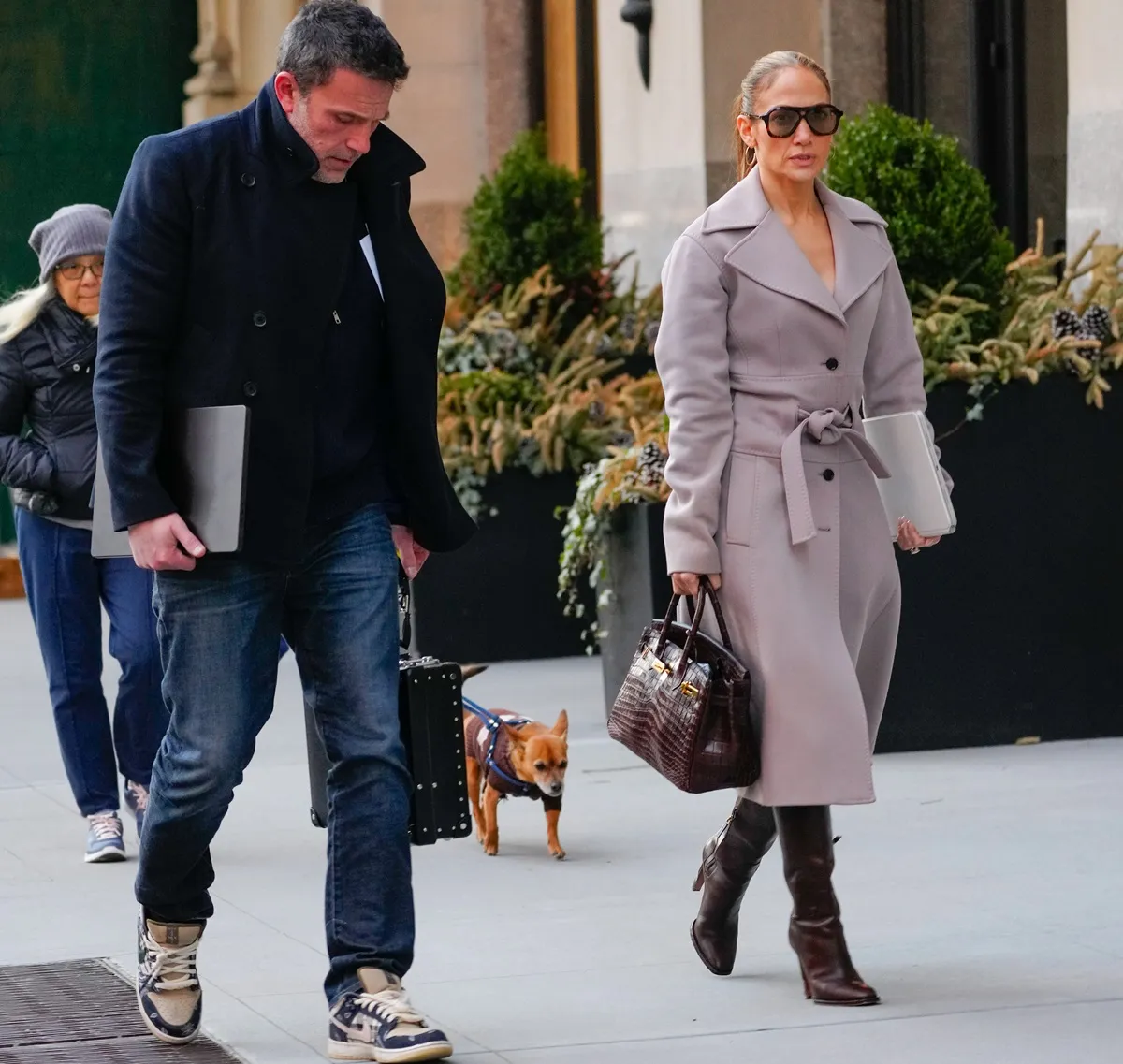 Ben Affleck and Jennifer Lopez are seen on March 29, 2024 in New York City