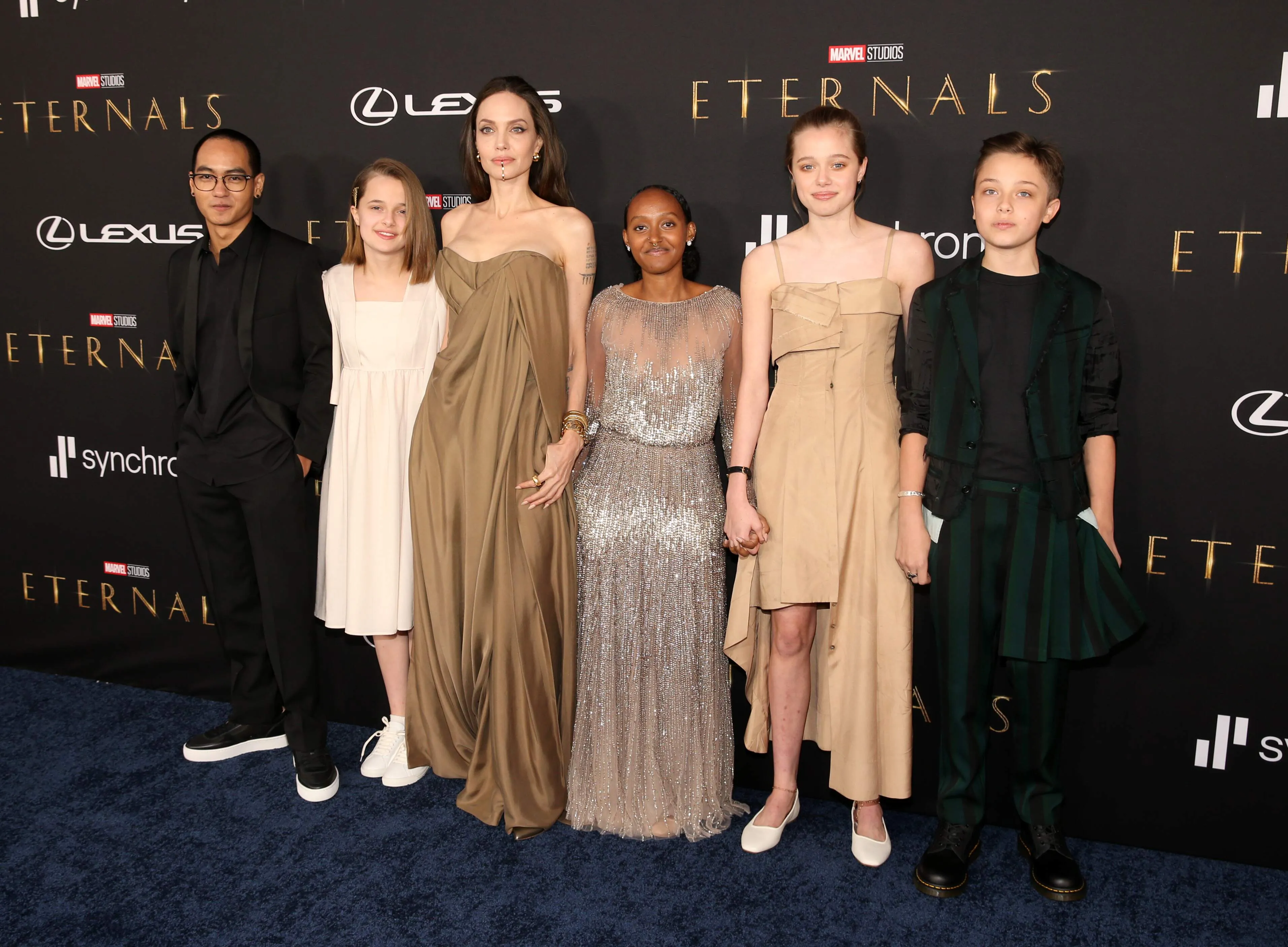 The Jolie-Pitt family, sans Brad Pitt, attend the Eternals premiere in 2021