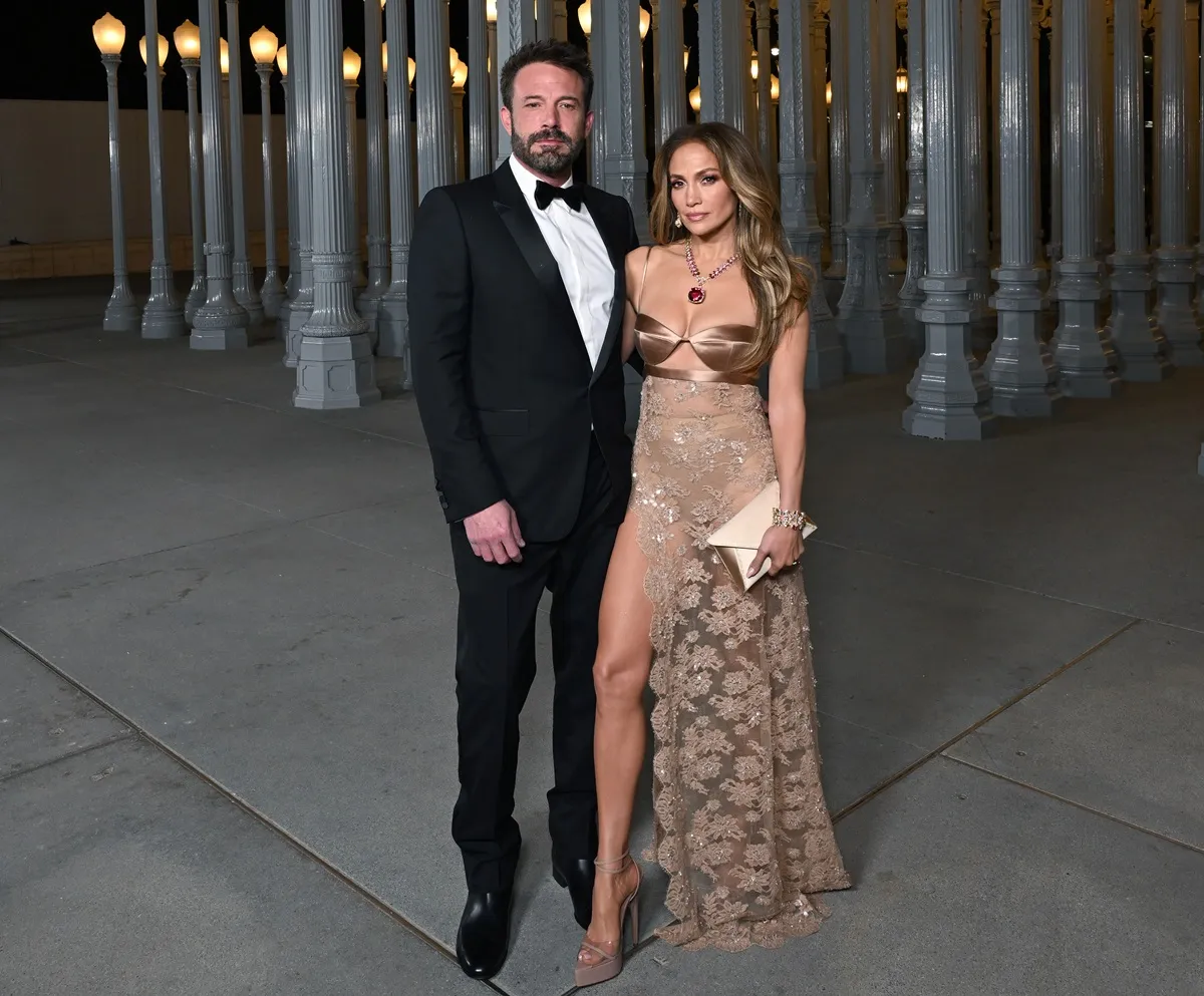 Ben Affleck, wearing Gucci, and Jennifer Lopez, wearing Gucci, attend the 2023 LACMA Art+Film Gala, Presented By Gucci at Los Angeles County Museum of Art on November 04, 2023 in Los Angeles, California