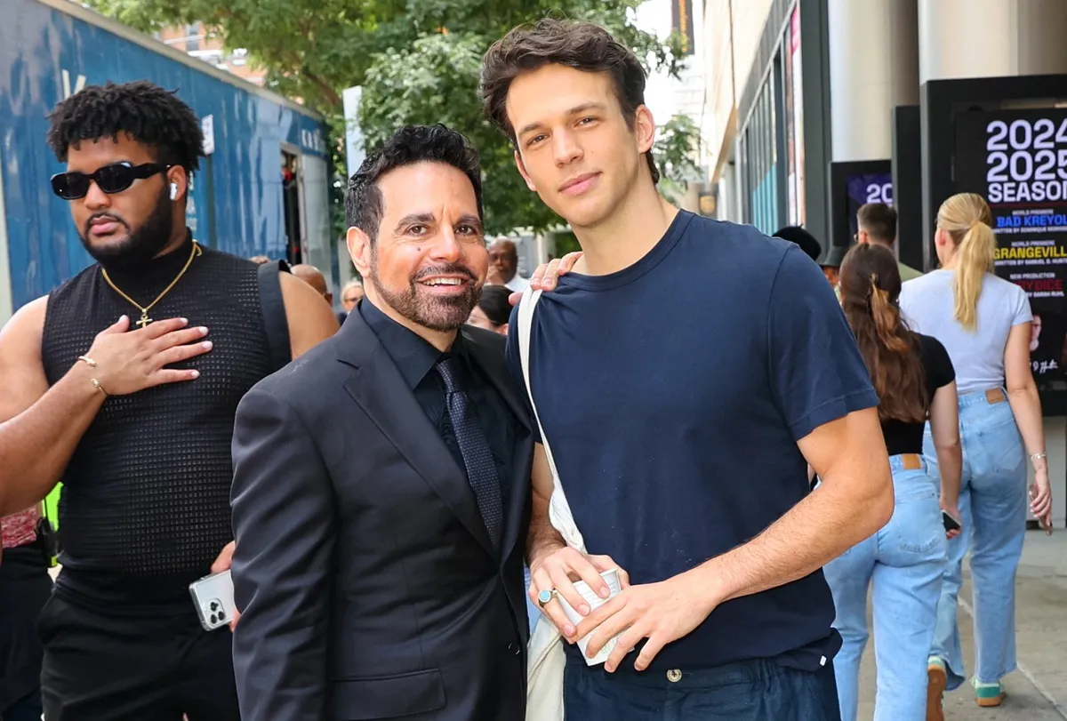 Mario Cantone and Sebastiano Pigazzi are seen at the film set of the 'And Just Like That' TV Series in Midtown, Manhattan on June 26, 2024 in New York City