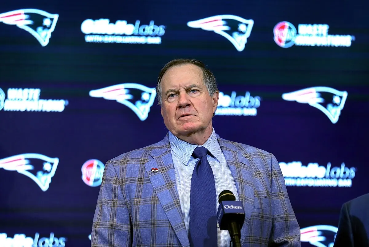 Former New England Patriots head coach Bill Belichick addressing the media