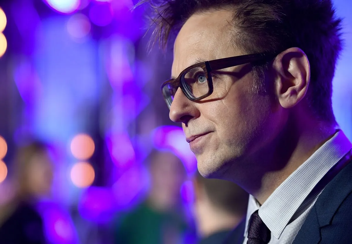 James Gunn posing in a suit at the premiere of 'Guardians of the Galaxy Vol. 2'.