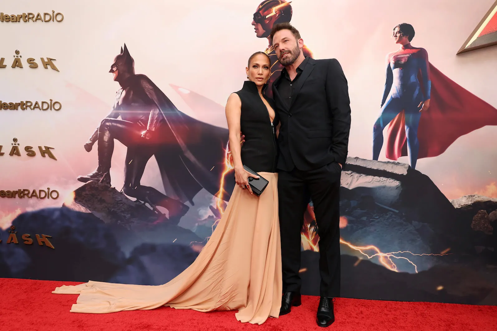 Jennifer Lopez and Ben Affleck posing together at the Warner Bros. Pictures World Premiere of 'The Flash' in June 2023