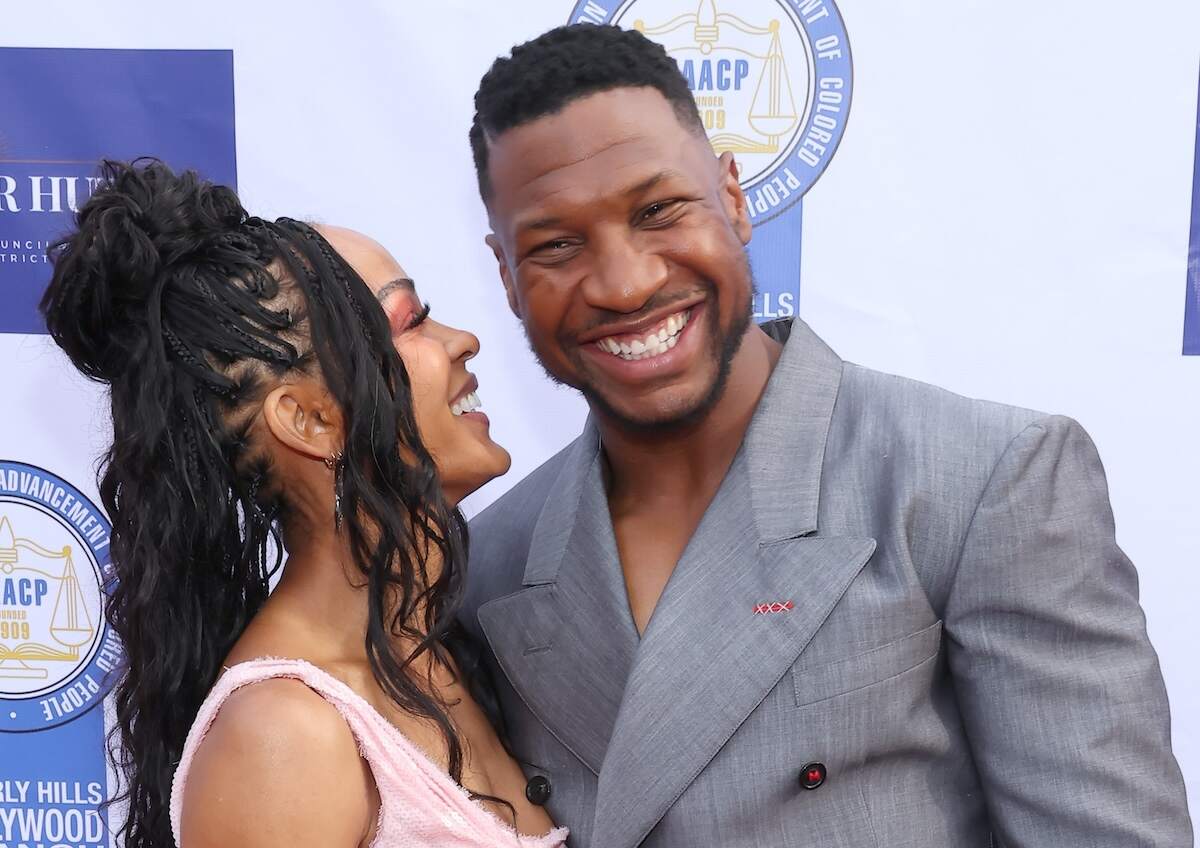 Couple Meagan Good and Jonathan Majors show big smiles on the red carpet at the NAACP Theatre Awards 2024