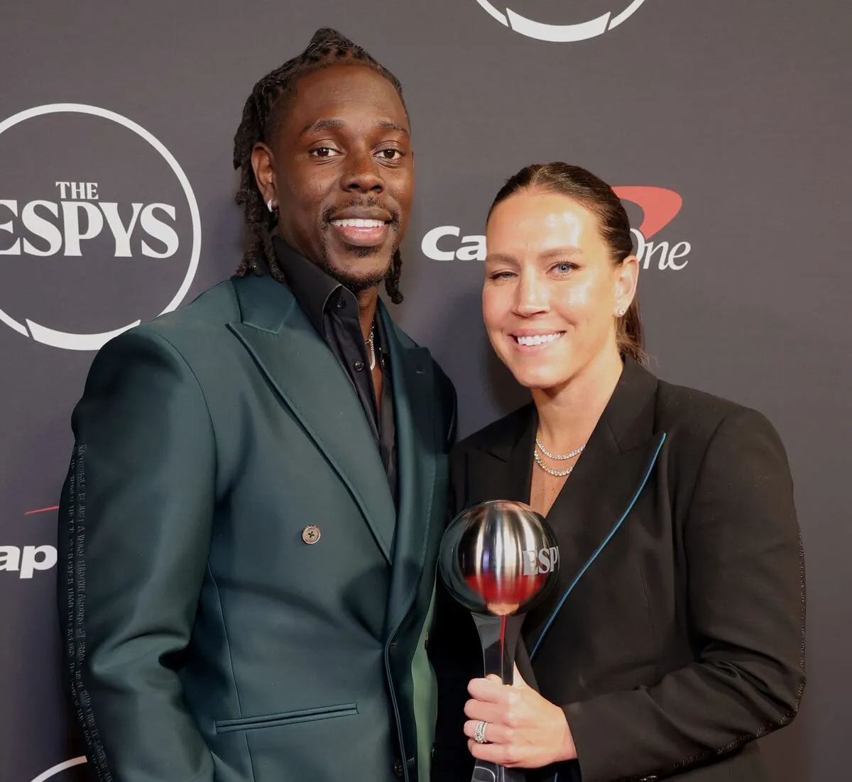 Jrue Holiday and Lauren Holiday, recipients of the Muhammad Ali Sports Humanitarian Award attend The 2023 ESPY Awards