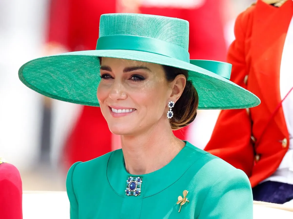 Kate Middleton (Colonel of The Irish Guards) returns to Buckingham Palace in a carriage at 2023 Trooping the Colour