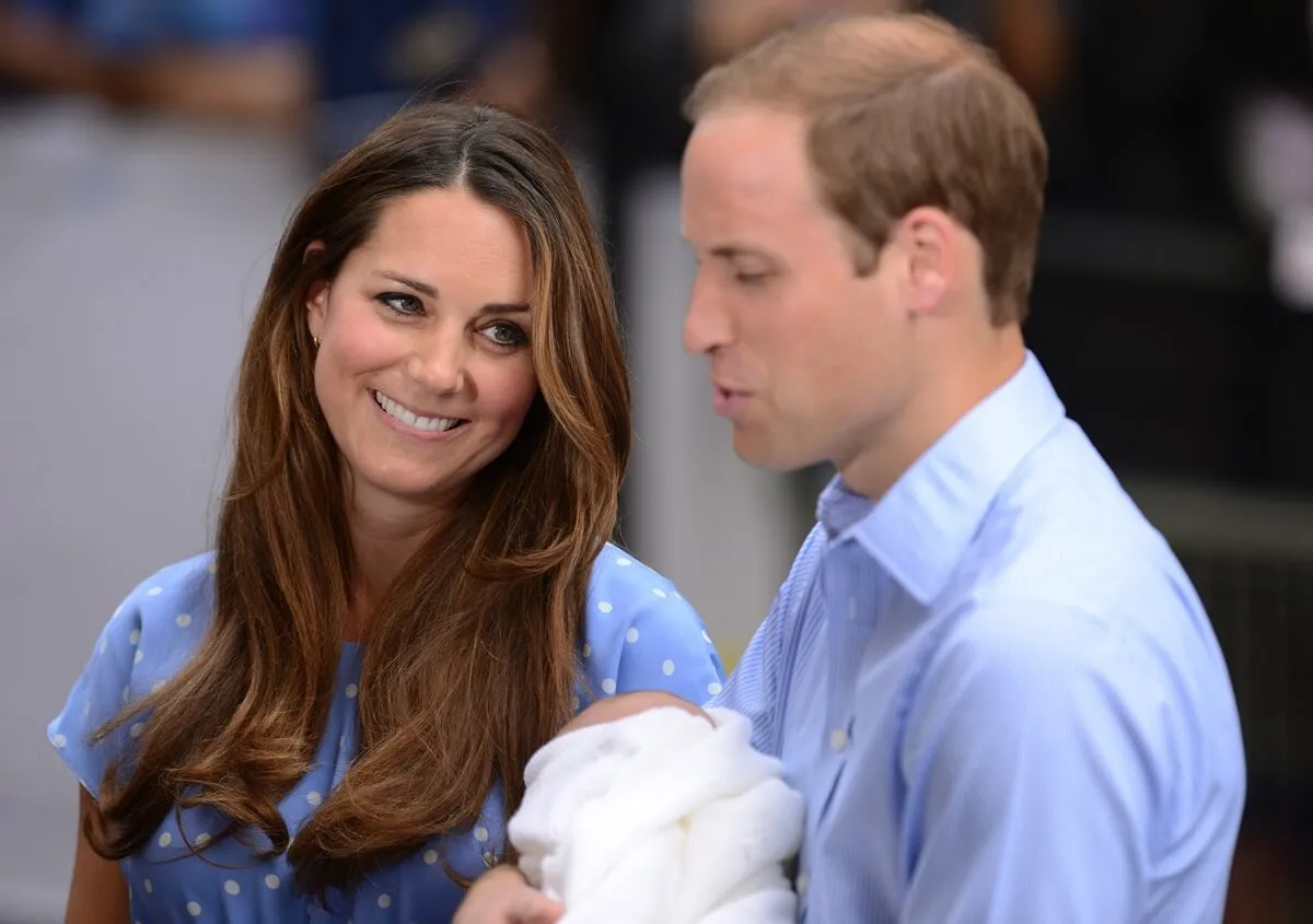 Kate Middleton and Prince William speak to the media following the birth of their first son, Prince George