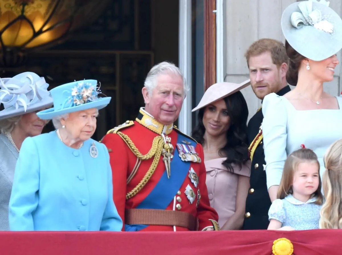 The royal family on the balcony at Buckingham Palace