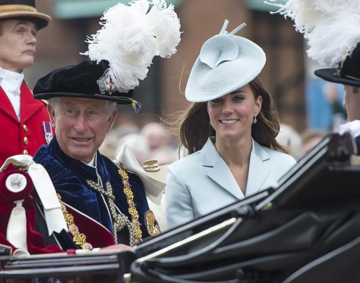 King Charles and Kate Middleton travel by carriage after the Most Noble Order of the Garter Ceremony