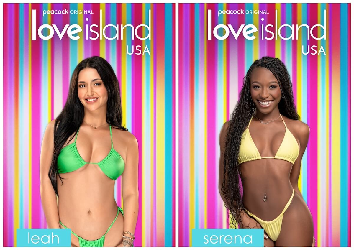 Portraits of 'Love Island USA' Season 6 cast members Leah and Serena in bikinis