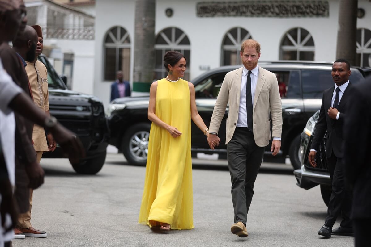 Meghan Markle and Prince Harry arrive at the State Governor House in Lagos, Nigeria