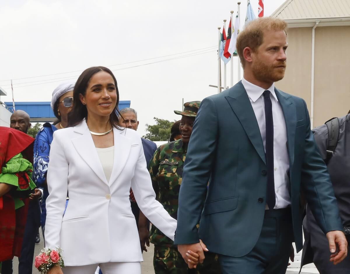 Meghan Markle and Prince Harry meet with the Chief of Defense Staff of Nigeria at Headquarters in Abuja