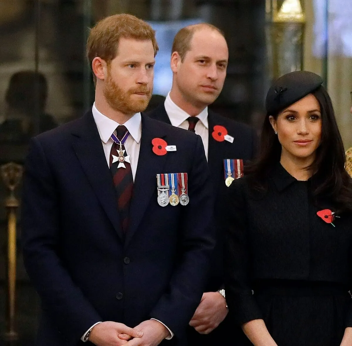 Prince Harry, Prince William, and Meghan Markle attend attend an Anzac Day at Westminster Abbey
