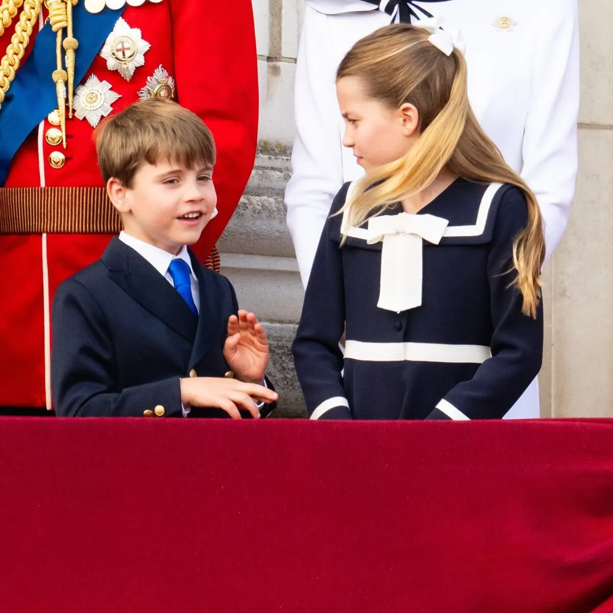 Prince Louis and Princess Charlotte on the balcony during Trooping the Colour