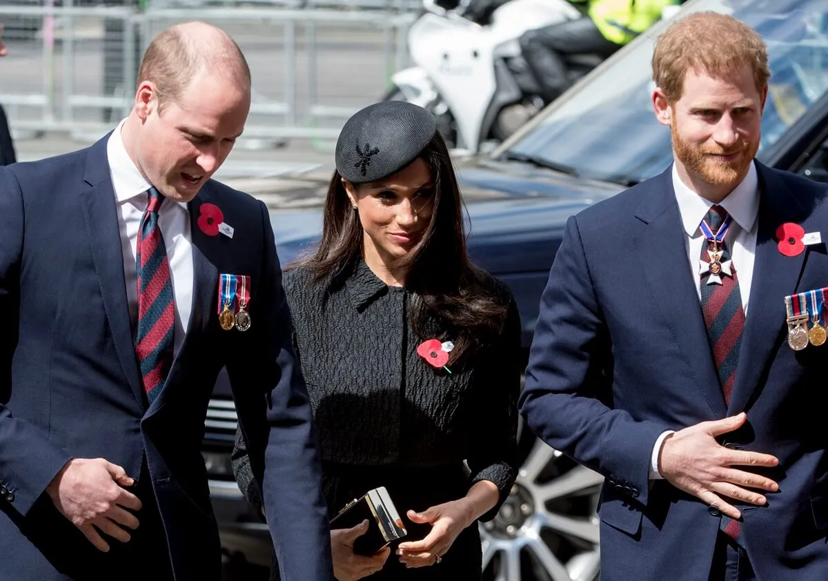 Prince William, Prince Harry, and Meghan Markle attend an Anzac Day service at Westminster Abbey