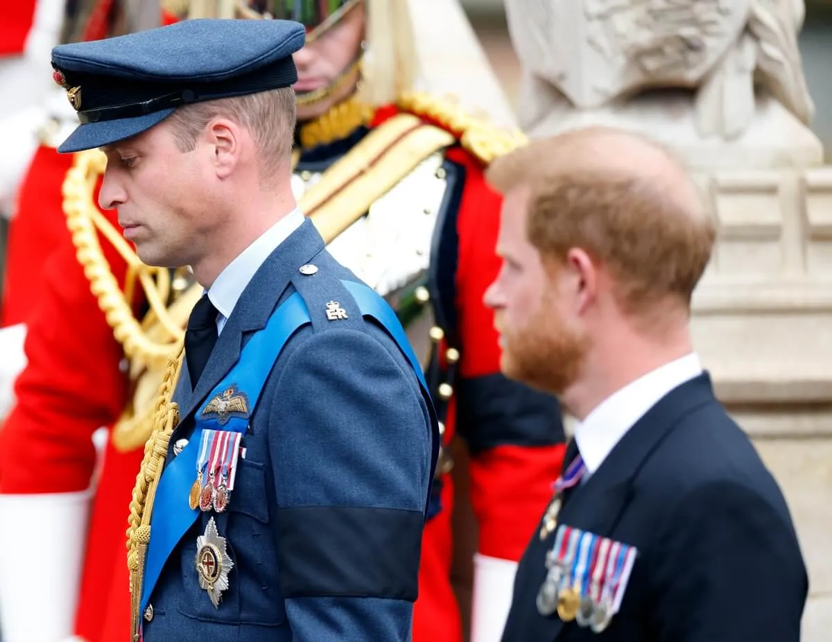 Prince William and Prince Harry during Queen Elizabeth II's funeral