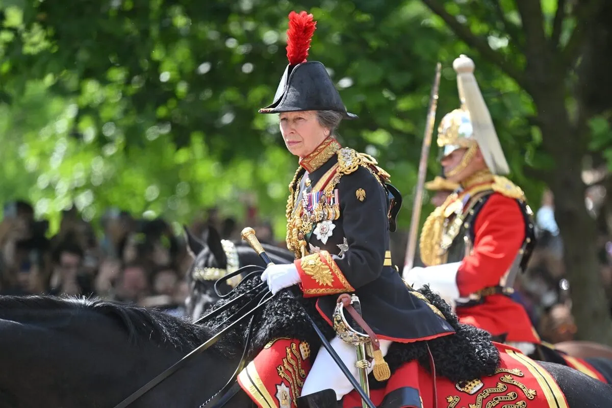 Princess Anne on horseback during Trooping the Colour