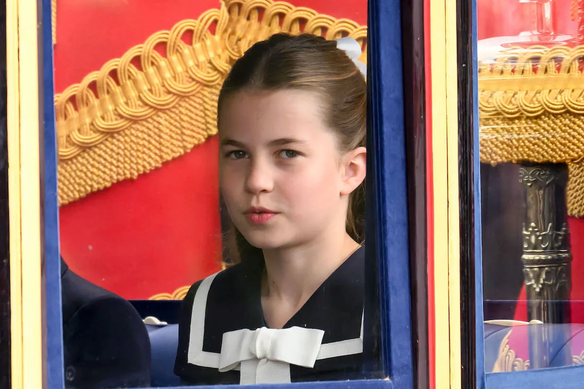 Princess Charlotte rides in a carriage at 2024 Trooping the Colour