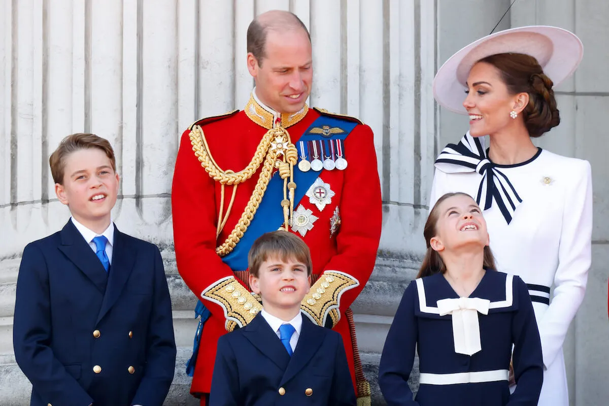 The Wales family, whose younger members Prince Louis and Princess Charlotte may not someday be working royals, at Trooping the Colour,