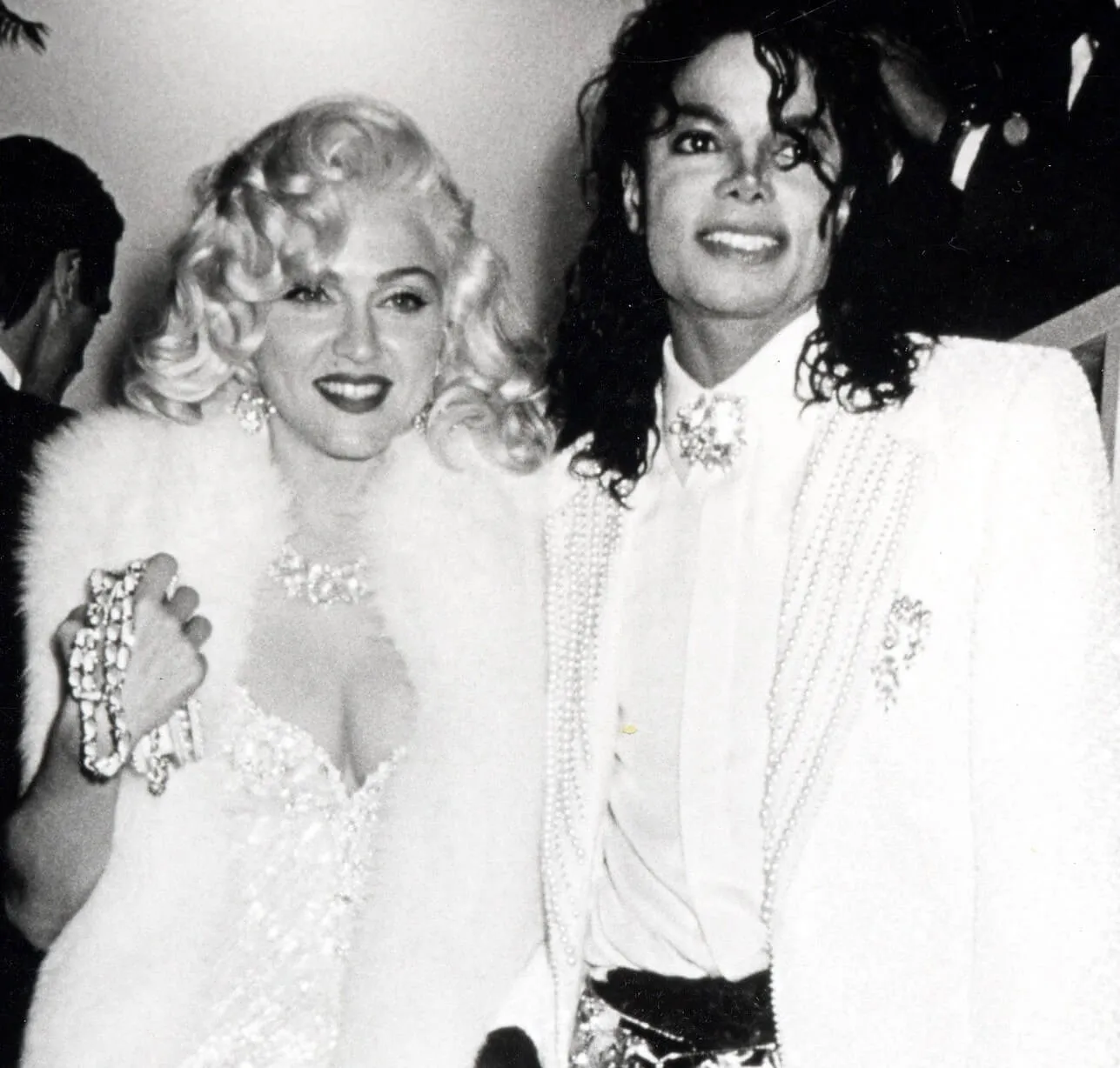 Madonna and Michael Jackson in black-and-white